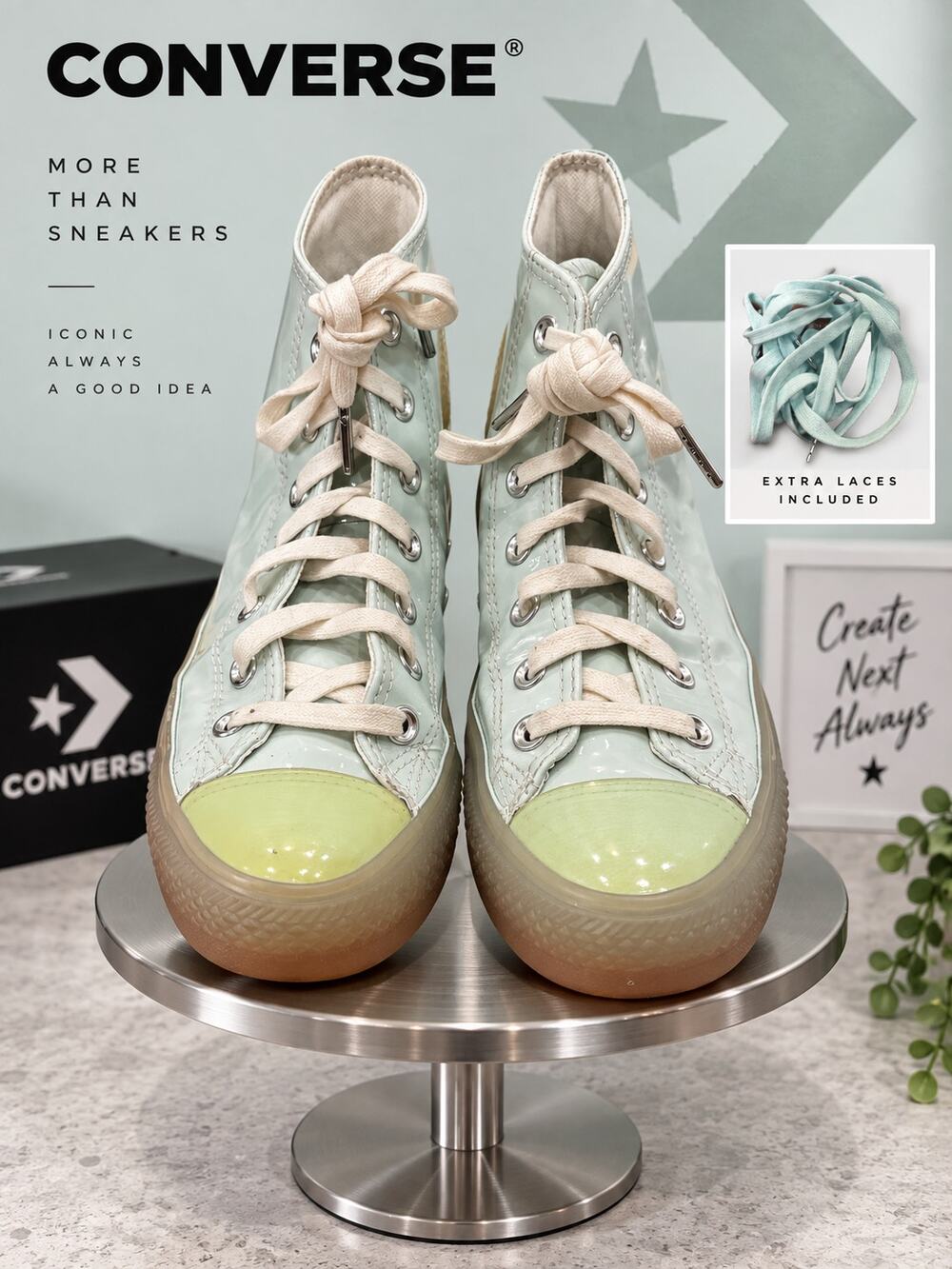 Converse Chuck Taylor All Star High Teal Tint Pink Foam Leather W7 M5